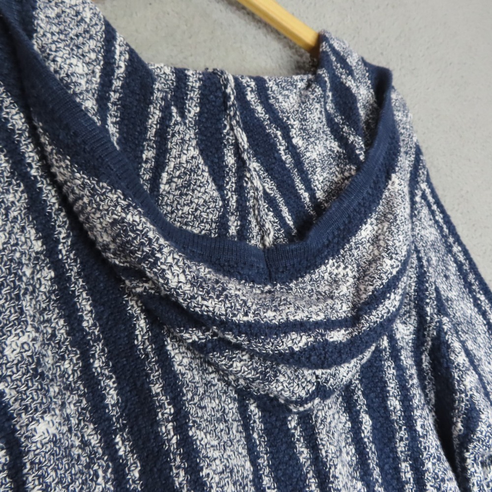 Lucky Brand Mens Baja Hooded Sweater Navy Blue White Striped Medium NEW - Picture 6 of 15